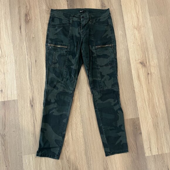 Supplies Green Skinny Camo Jeans Gold Zipper Pockets Size 6 - Picture 3 of 10